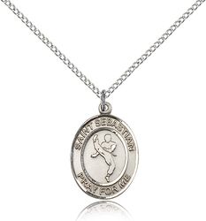 Sterling Silver St. Sebastian/Martial Arts Patron Saint Medal Pendant - Medium" itemprop="image