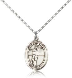 Sterling Silver St. Sebastian / Volleyball Patron Saint Medal Pendant - Medium" itemprop="image