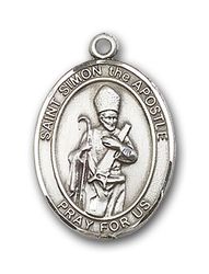 Sterling Silver St. Simon Patron Saint Medal Pendant - Small" itemprop="image