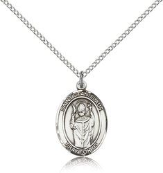 Sterling Silver St. Stanislaus Patron Saint Medal Pendant - Medium" itemprop="image