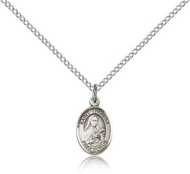 Sterling Silver St. Theresa Patron Saint Medal Pendant - Small" itemprop="image