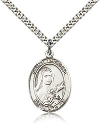 Sterling Silver St. Therese of Lisieux Patron Saint Medal Pendant - Large" itemprop="image