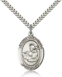 Sterling Silver St. Thomas Aquinas Patron Saint Medal Pendant - Large" itemprop="image