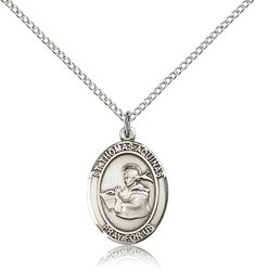 Sterling Silver St. Thomas Aquinas Patron Saint Medal Pendant - Medium" itemprop="image