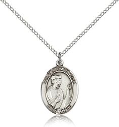 Sterling Silver St. Thomas More Patron Saint Medal Pendant - Medium" itemprop="image