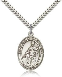 Sterling Silver St. Thomas of Villanova Patron Saint Medal Pendant - Large" itemprop="image