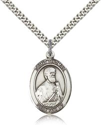 Sterling Silver St. Thomas the Apostle Patron Saint Medal Pendant - Large" itemprop="image