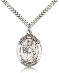 Sterling Silver St. Uriel Patron Saint Medal Pendant - Large" itemprop="image