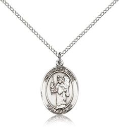 Sterling Silver St. Uriel Patron Saint Medal Pendant - Medium" itemprop="image