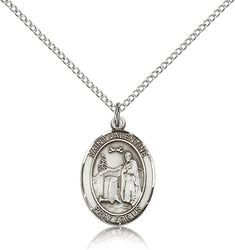 Sterling Silver St. Valentine of Rome Patron Saint Medal Pendant - Medium" itemprop="image