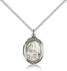 Sterling Silver St. Veronica Patron Saint Medal Pendant - Medium" itemprop="image