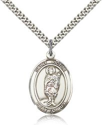 Sterling Silver St. Victor of Marseilles Patron Saint Medal Pendant - Large" itemprop="image