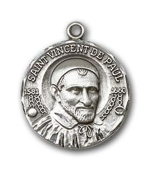 Sterling Silver St. Vincent de Paul Medal Pendant" itemprop="image