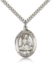 Sterling Silver St. Walburga Patron Saint Medal Pendant - Large" itemprop="image