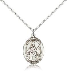 Sterling Silver St. Walter of Pontnoise Patron Saint Medal Pendant - Medium" itemprop="image