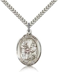 Sterling Silver St. Zita Patron Saint Medal Pendant - Large" itemprop="image