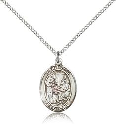 Sterling Silver St. Zita Patron Saint Medal Pendant - Medium" itemprop="image