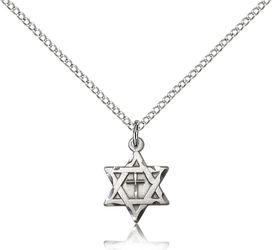 Sterling Silver Star of David W/ Cross Medal Pendant" itemprop="image