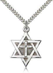 Sterling Silver Star of David W/ Cross Medal Pendant" itemprop="image