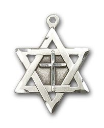 Sterling Silver Star of David W/ Cross Medal Pendant" itemprop="image