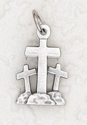 Three Crosses Oxidized Bracelet Medal Charm  3/4 inch" itemprop="image