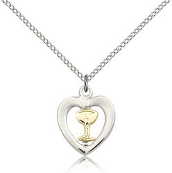 Two-Tone GF/SS Chalice / Heart Medal Pendant" itemprop="image