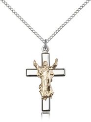 Two-Tone GF/SS Cross Medal Pendant" itemprop="image