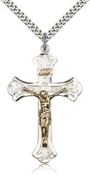 Two-Tone GF/SS Crucifix Medal Pendant" itemprop="image