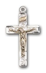 Two-Tone GF/SS Crucifix Medal Pendant" itemprop="image