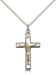 Two-Tone GF/SS Crucifix Medal Pendant" itemprop="image