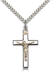 Two-Tone GF/SS Crucifix Medal Pendant" itemprop="image