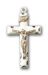 Two-Tone GF/SS Crucifix Medal Pendant" itemprop="image