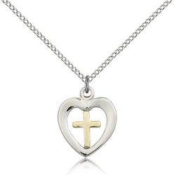 Two-Tone GF/SS Heart / Chalice Medal Pendant" itemprop="image