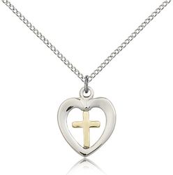 Two-Tone GF/SS Heart / Chalice Medal Pendant" itemprop="image