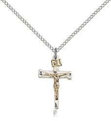 Two-Tone GF/SS Nail Crucifix Medal Pendant" itemprop="image