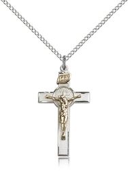 Two-Tone GF/SS St. Benedict Crucifix Medal Pendant" itemprop="image