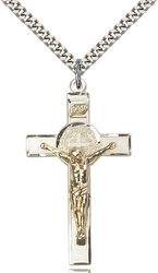 Two-Tone GF/SS St. Benedict Crucifix Medal Pendant" itemprop="image