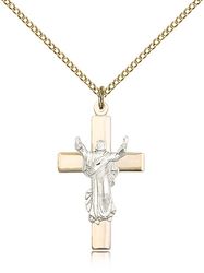 Two-Tone SS/GF Cross Medal Pendant" itemprop="image