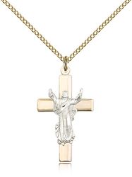 Two-Tone SS/GF Cross Medal Pendant" itemprop="image