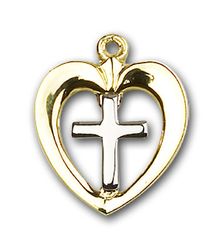 Two-Tone SS/GF Heart / Chalice Medal Pendant" itemprop="image