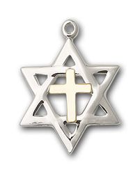 Two-Tone SS/GF Star of David Medal Pendant" itemprop="image