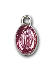 Two-Tone SS/GP Miraculous Pink Epoxy Medal Pendant" itemprop="image