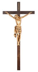 Walnut Antique Gold Finish Crucifix" itemprop="image