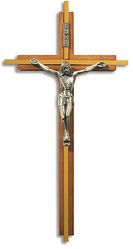 Walnut/Brass Crucifix with Pewter Corpus" itemprop="image