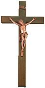 Walnut Cross With Antique Copper Fine Pewter Figure (27 inch)" itemprop="image