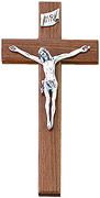 Walnut Cross With Fine Pewter Figure (12 inch)" itemprop="image