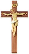 Walnut Cross With Hand Painted Resin Pelligrini Figure (15 inch)" itemprop="image