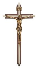 Walnut Finish Crucifix with Gold Plate Inlay" itemprop="image