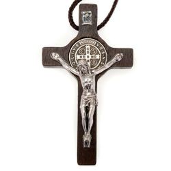 Walnut Wood 3 inches St. Benedict Crucifix" itemprop="image