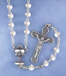 White First Communion Rosary" itemprop="image